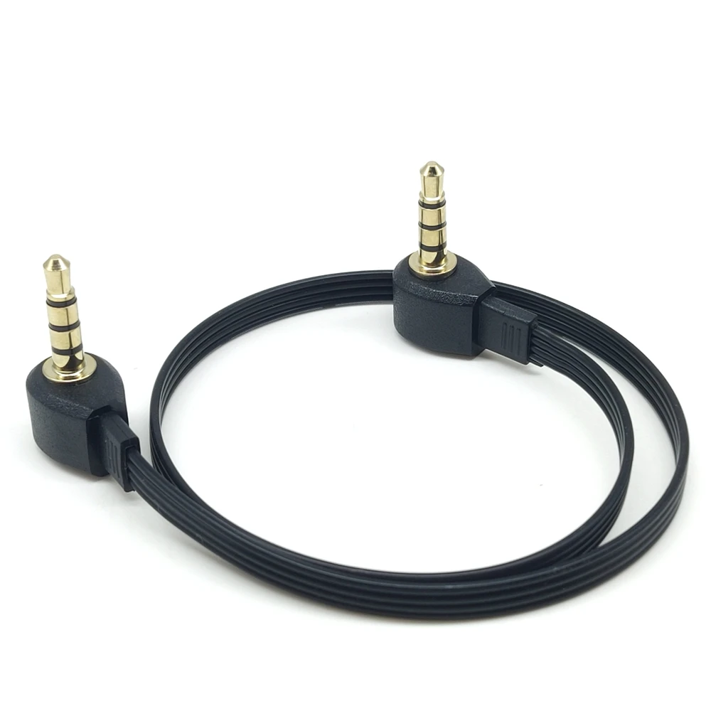 3.5mm public to public AUX car audio cable with 4 ultra short double bends L-shaped recording for car phones and speakers