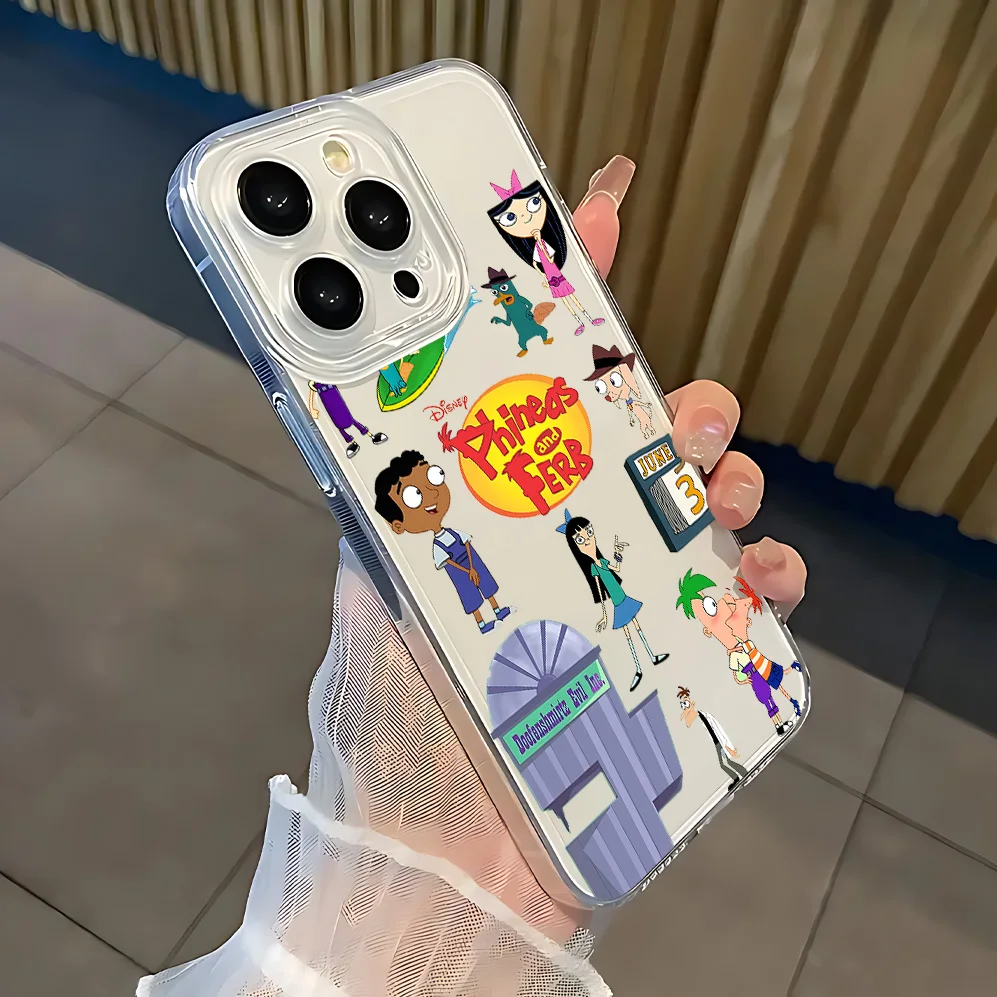 Cartoon P-Phineas and Ferbs Phone Case For iPhone 17 16 16e 15 14 13 12 11 Mini Pro Max X XR XSMax 7 8 Air Plus Transparent