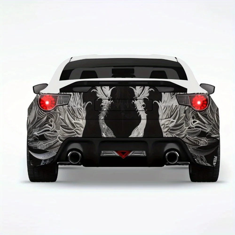 

Готическая наклейка с серебряным узором, автомобильная наклейка, виниловая наклейка на заднюю часть автомобиля, водонепроницаемые самоклеящиеся виниловые наклейки для хвоста автомобиля и