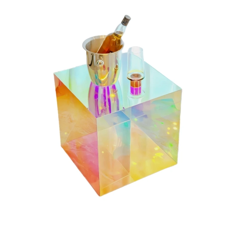 الاكريليك 6-الجانب طاولة القهوة الملونة INS الفاخرة خزانة بجانب السرير الشمال صور الدعامة متعددة نمط أريكة طاولة جانبية مع التخزين