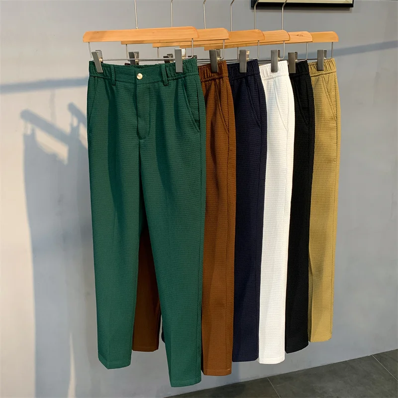 

Men 2023 Spring Autumn New Fashion Slim Suit Pants Male Streetwear Social Business Trousers Men Solid Color Formal Pants W228