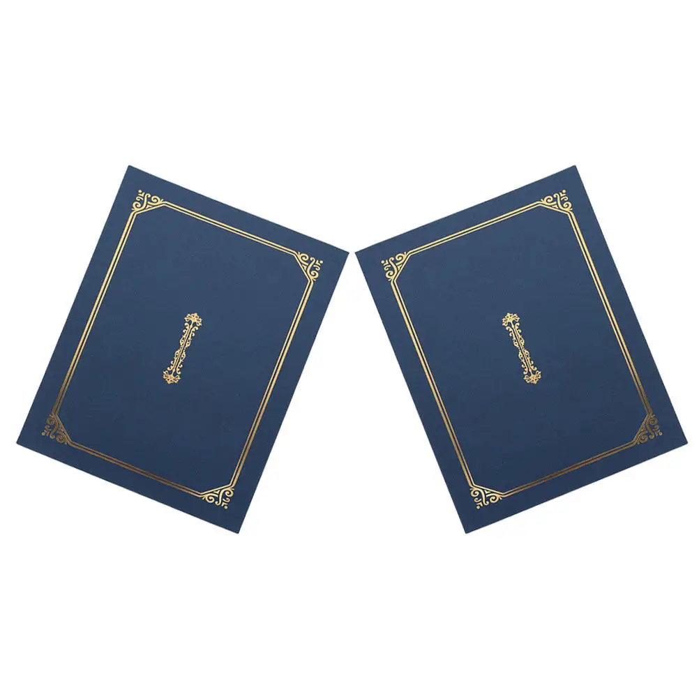 

2Pcs A4 Diploma Covers Certificate Holders Distinguished Front Back Design Smooth Paper Document Folders for Graduation