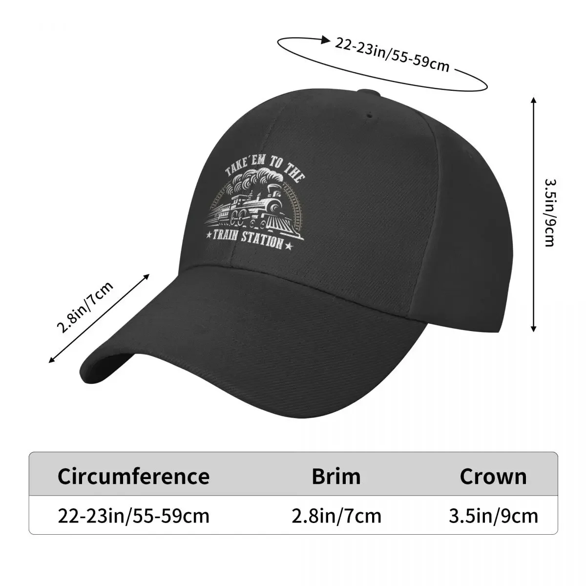 Take Em To The Train Station Funny Baseball Cap Mountaineering Streetwear Rave Men's Hats Women's