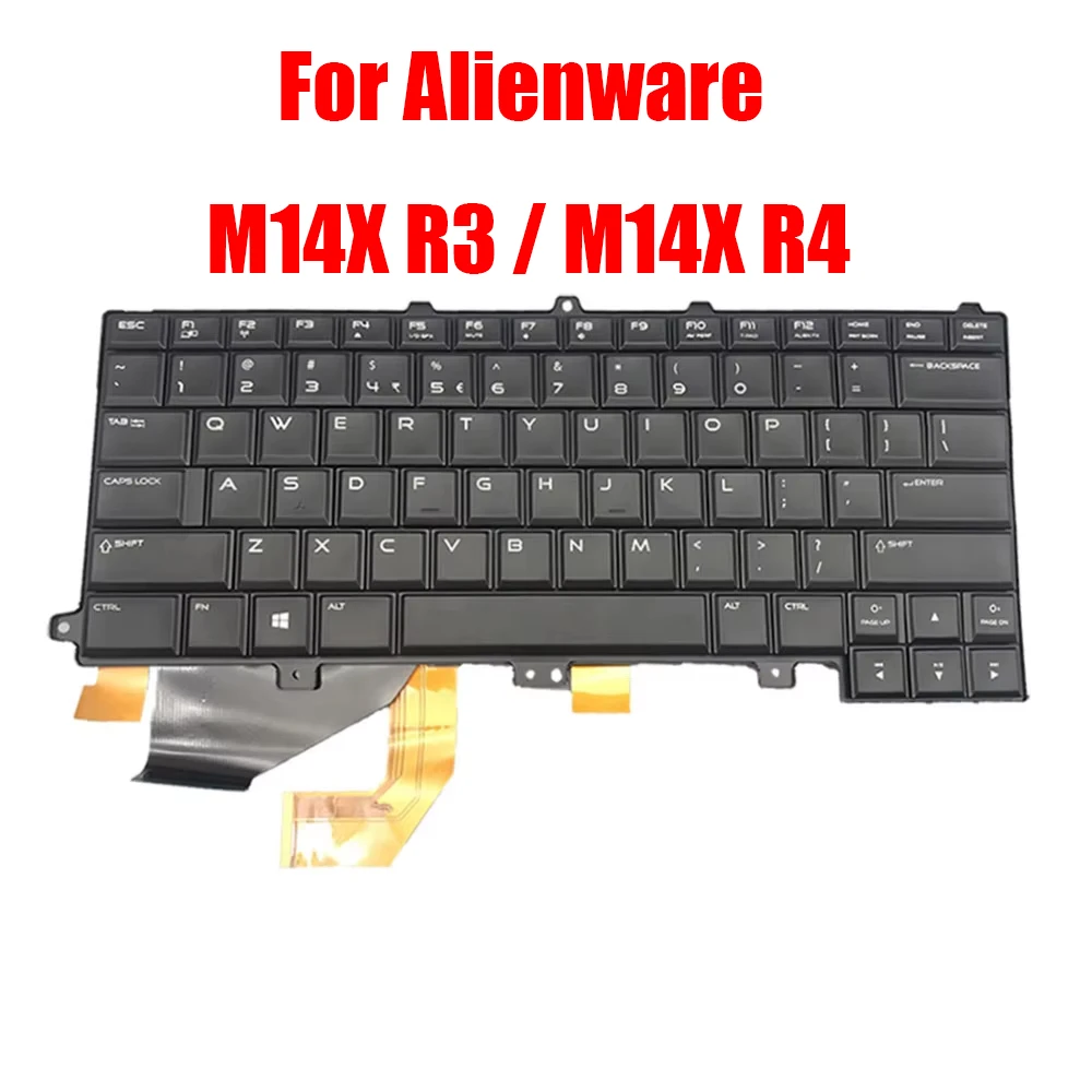 

Laptop Keyboard For Alienware M14X R3 / M14X R4 09KF83 9KF83 NSK-LB0BC 01 PK130US1B00 English US Black With Backlit