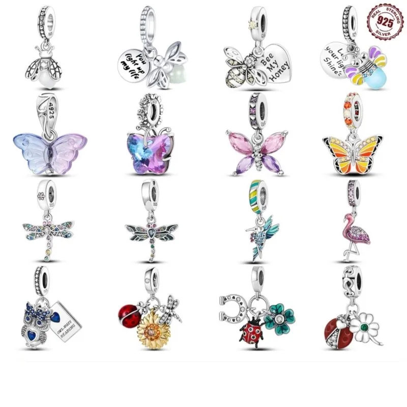 

MISEFF 925 Sterling Silver Colorful Butterfly Firefly Charms Heart Beads Fit Necklace Original Bracelet DIY Jewelry Gift 2025