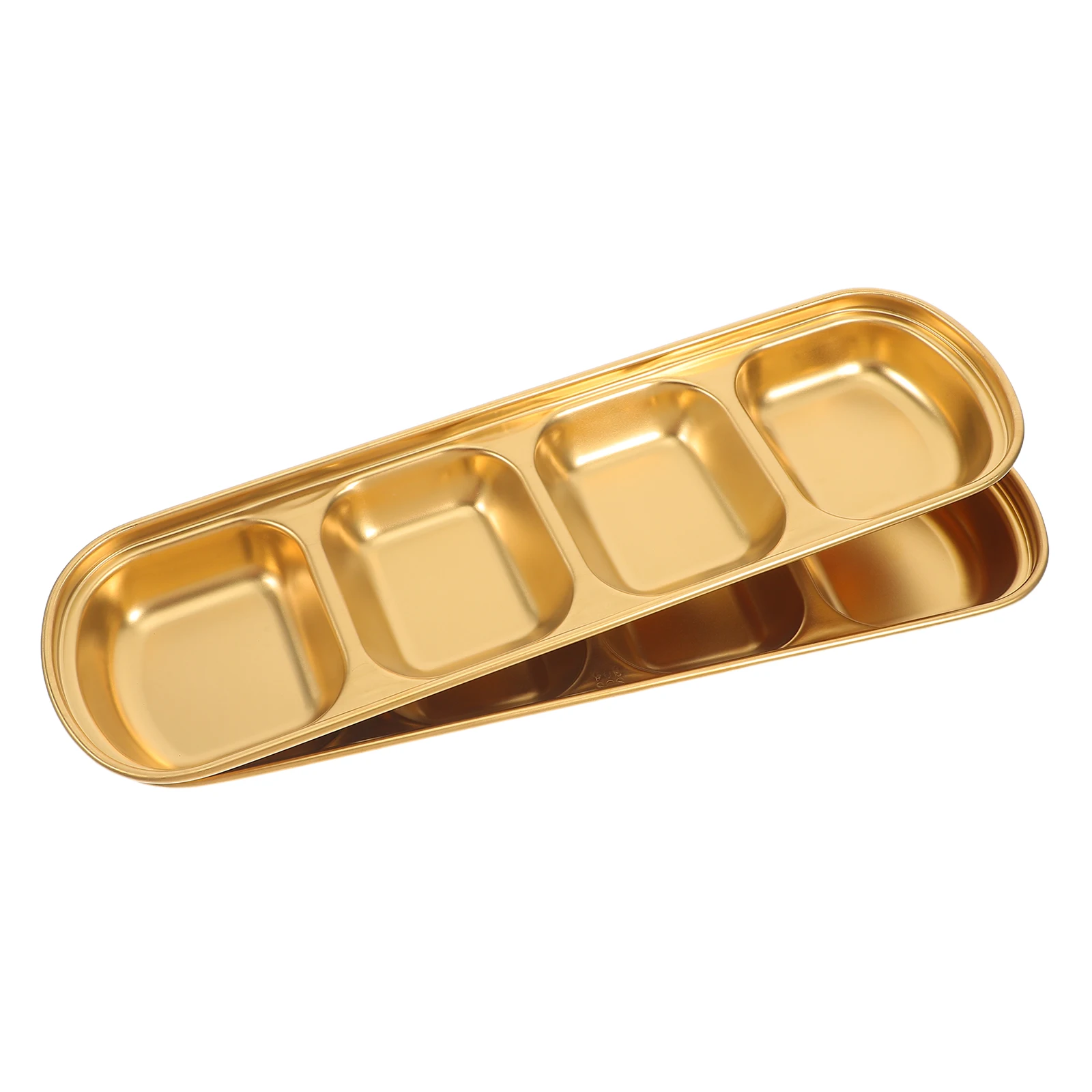 

2 pcs Stainless Steel 4 Compartment Dipping Dish Sauce Bowl Seasoning Tray For Sushi Soy Sauce Restaurant Home Use Food