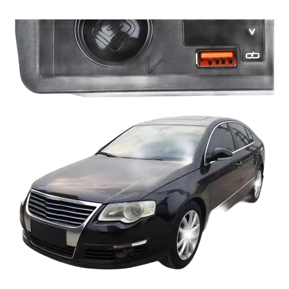 USB Power Socket for For Passat B6 B7 (2007-2016) and For CC (2010-2018) Featuring Built-in Fuse and 12V Output