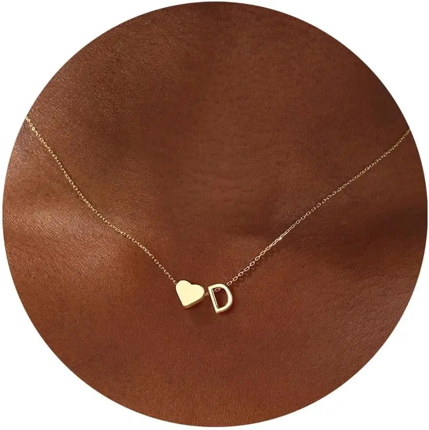 

Mothers Day Gift Heart Initial A-Z Pendant Necklace 18K Gold Plated Jewelry for Women Mom Wife Daughter