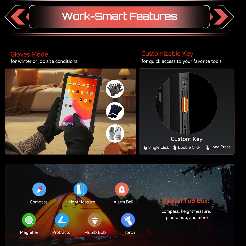 New Model Cubot TAB KingKong S 4G Rugged Tablet Android 15 13500mAh Mega Battery 10.1 Inch Screen RAM 6GB+ROM 256GB 48MP GPS 33W