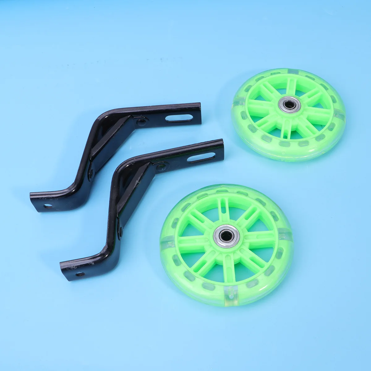 

2pcs Flashing Mute Kids Bike Auxiliary Wheel Balance Training Wheels Sturdy Adjustable 14 Inch Bracket Green For Most Child