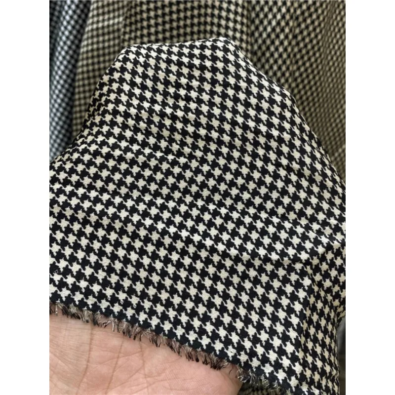 Houndstooth Checkered Linen Printed Fabric for Shirts Short Skirts Pants  Accessories Clothing Impermeable Fabric