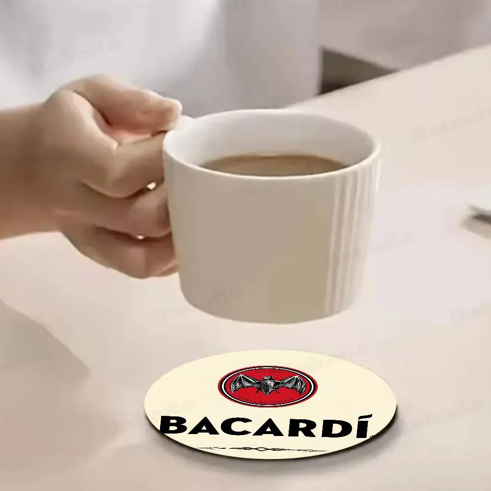 B-Bacardi Rum Vampire Bat Themed Wooden Coaster Non-Slip Heat-Resistant Fun Dining Table Decoration Cafe Restaurant Gifts