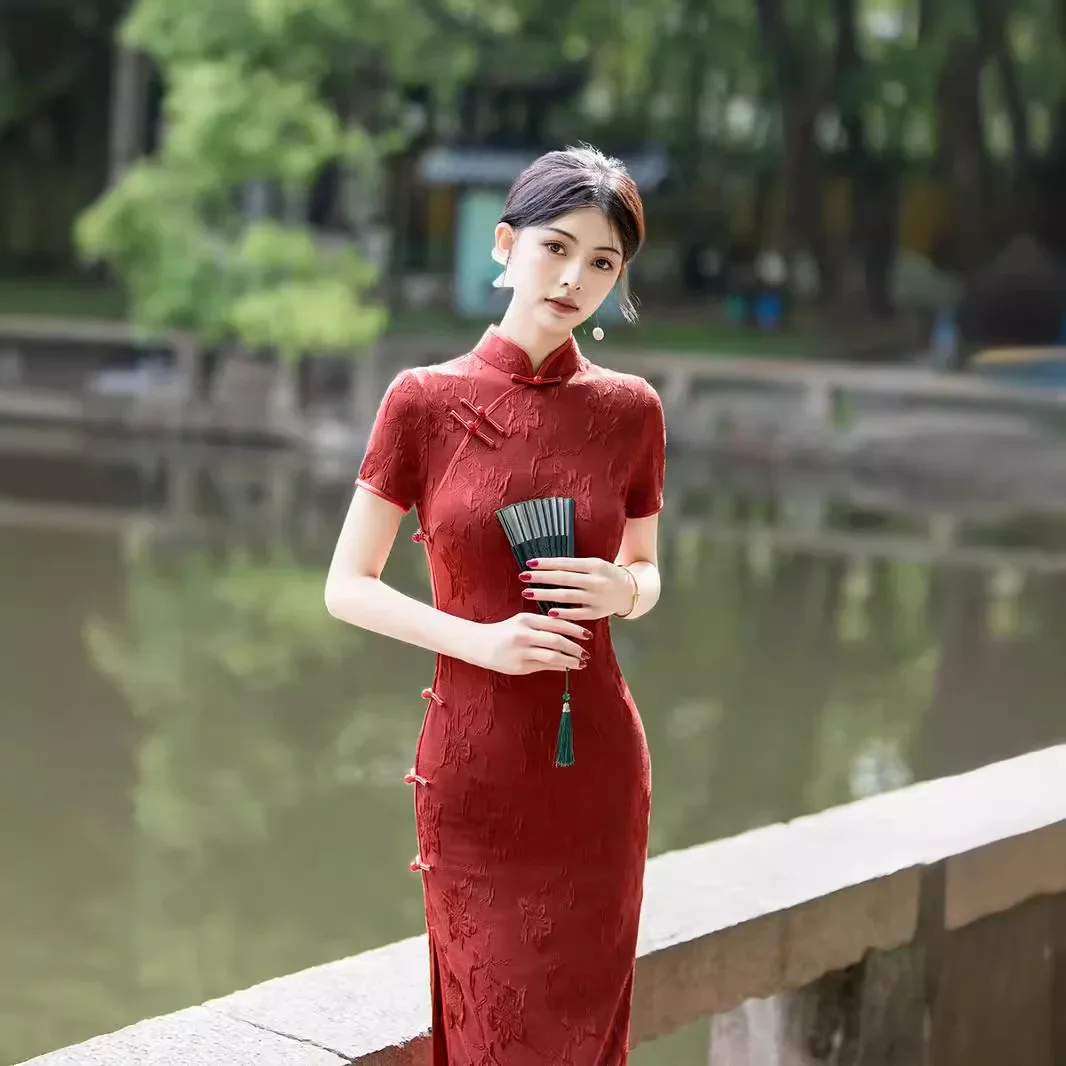 

Red Cheongsam 2024 Spring/Summer New Bridal Toast Qipao Dress Engagement Dress New Chinese Improved Dress