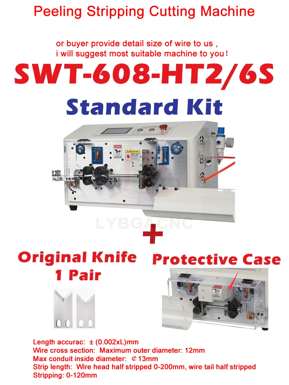 

Upgraded SWT-608-HT2-6S 6-Wheels Round Sheath Wire Peeling Stripping Cutting Machine For Computer Automatic Wire Strip