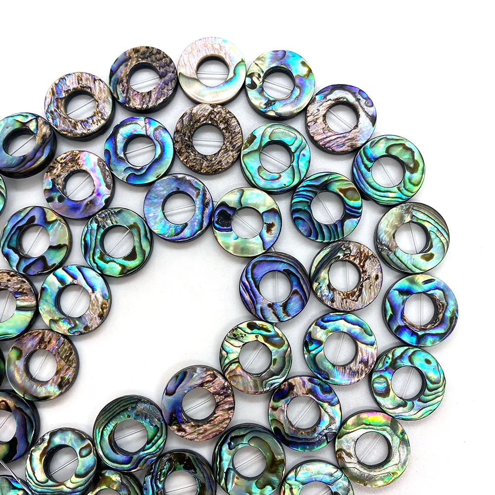 Natural Abalone Seashell Loose Bead Hollow Circle Donut Round Bead for Jewelry Making DIY Necklace Bracelet Earring Ring Jewelry image 2