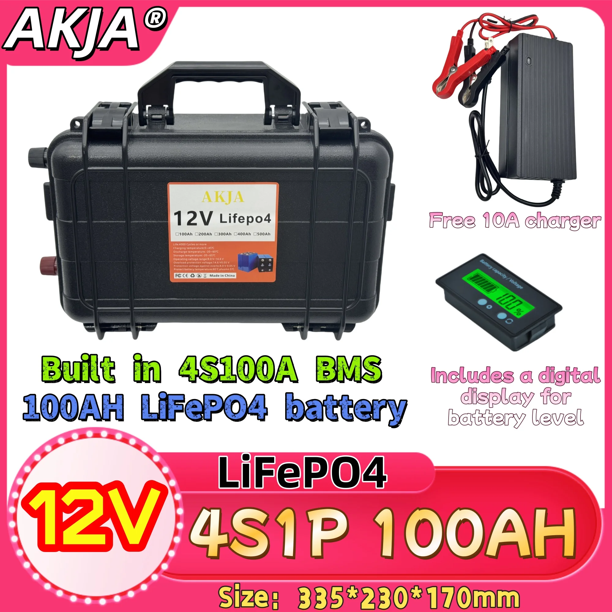 

Air fast transportation，Send within 24 hours，12V100AH，LiFePO4，built-in 100A BMS lithium iron phosphate battery，6000 cycle life