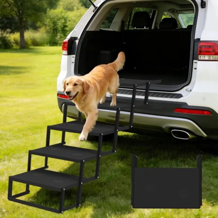 

Dog Steps for Car 5 Steps Foldable Dog Stairs for Large Dogs with Upgraded Non-Slip Surface Pet Ramp Alternative Heavy-Duty Pla