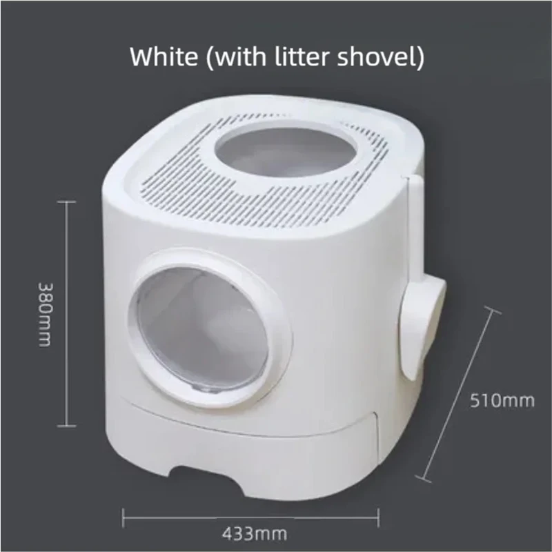 White hole cat litter box, cat toilet, fully enclosed, large drawer style cat poop box, cat cross-border foreign trade pet suppl