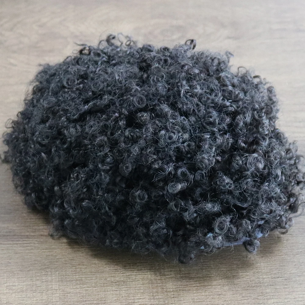 8mm Afro Curly African American Wigs Real Human Hair Replacement System Unit Prosthesis Durable Thin Skin Toupee Hair Pieces