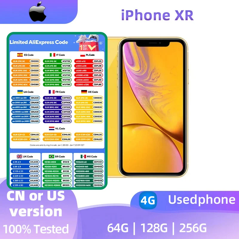 Apple iphone XR ios 6.1 inch 128GB ROM All Colours in Good Condition Original used phone