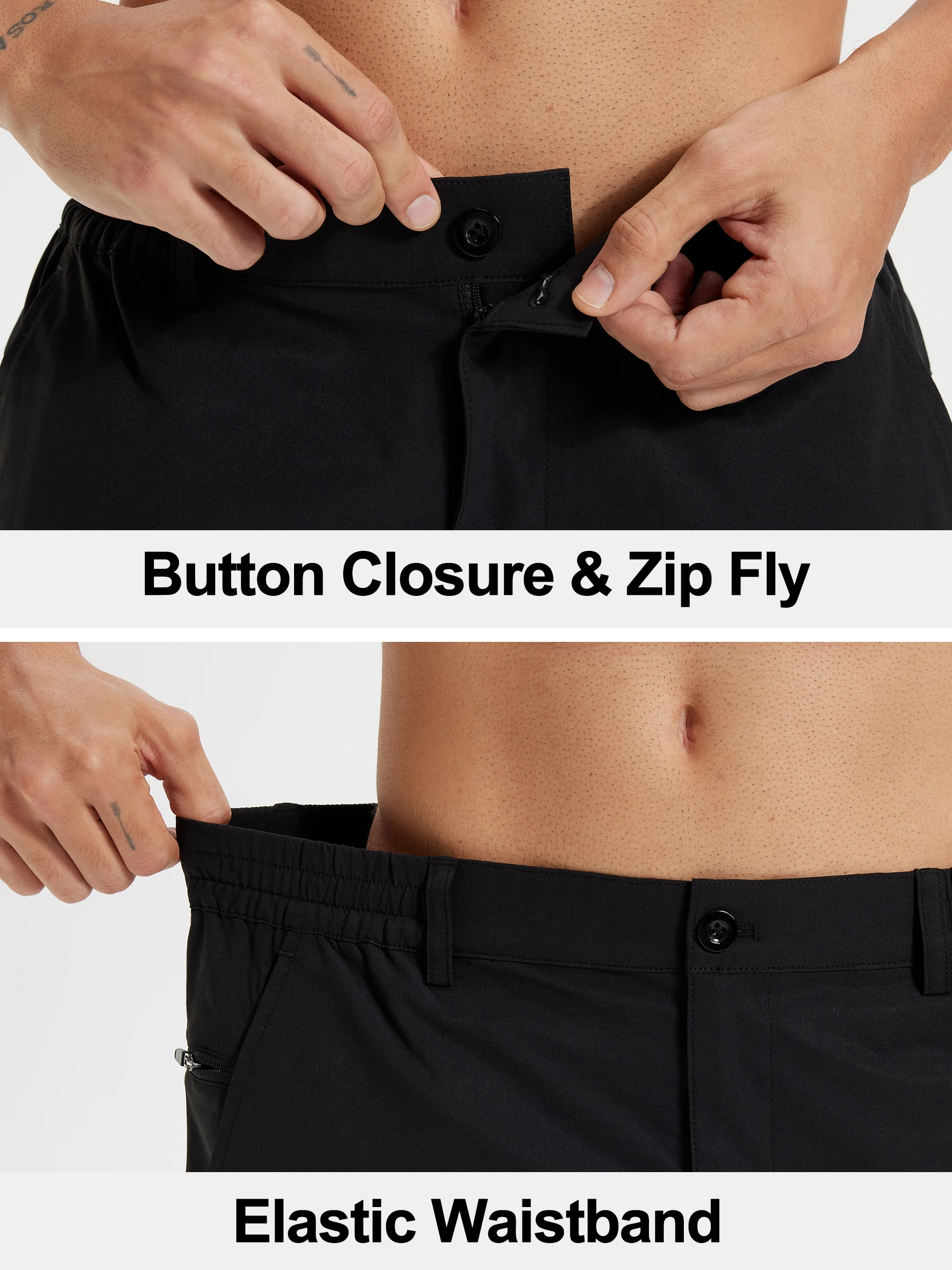 Sommer Herren Freizeitshorts Business- & Golf-Hosen, Atmungsaktive Relaxed-Fit-Shorts mit Schnellverschluss-Taschen – Detail 24