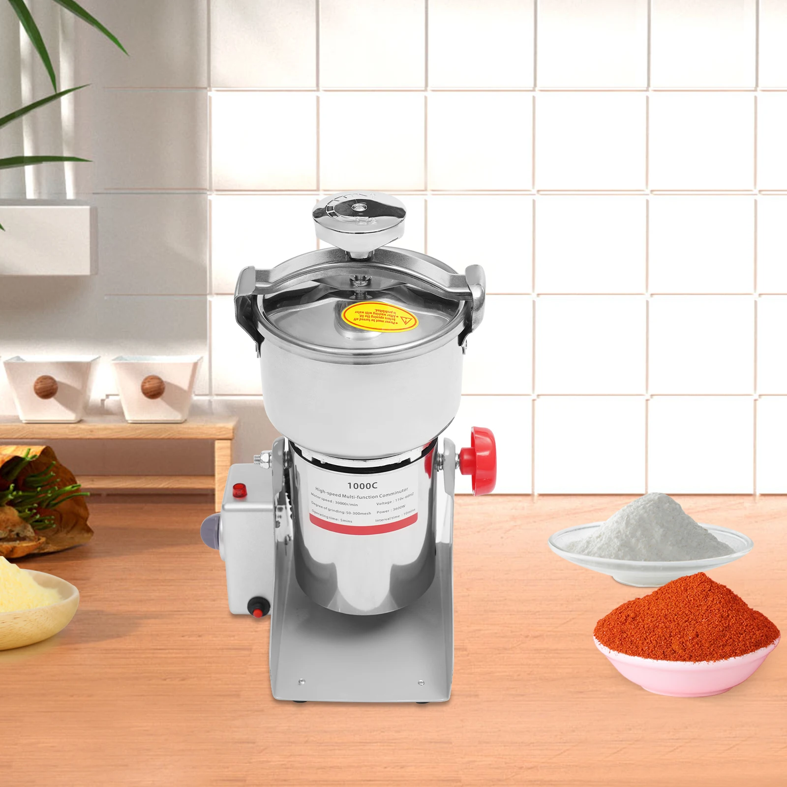 

Электрическая мельница для зерна Коммерческая мельница для зерна 3600 Вт 1000 г Высокоскоростная мельница для муки для зерна, специй, мельница из нержавеющей стали 30000 об/мин