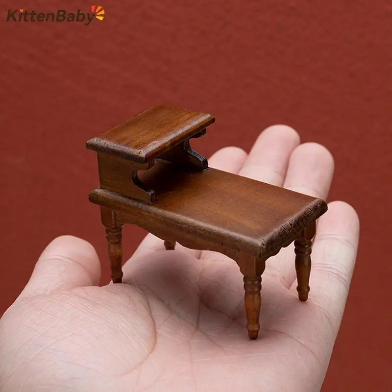 1/12 dollhouse modelo de mesa de madeira em miniatura dupla camada mesa de chá diy boneca casa decoração móveis acessórios