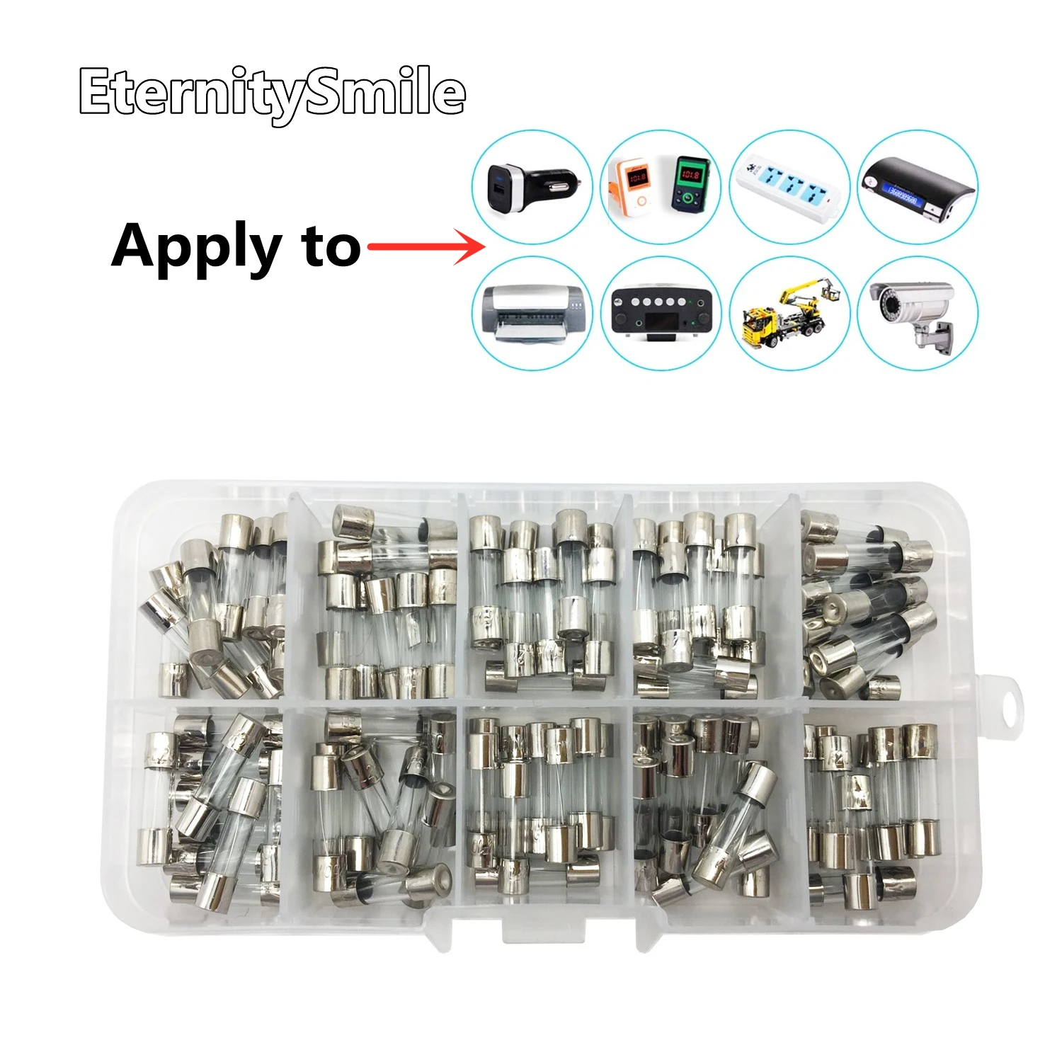 100Pcs/Set 10Values 5x20mm Quick Blow Glass Tube Fuse Assorted Kits,Fast-blow Glass Fuses 0.2A 0.5A 1A 2A 3A 5A 8A 10A 15A 20A