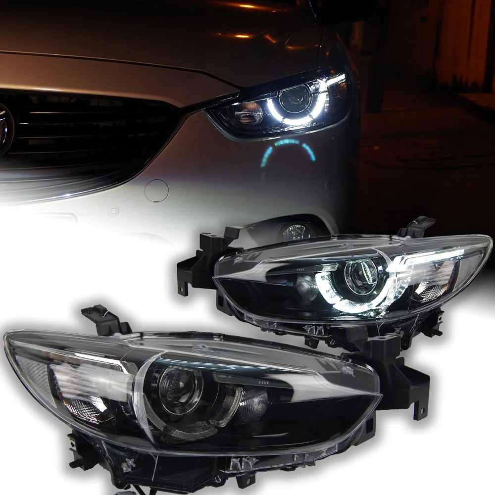 Luces de coche para Mazda 6 Atenza faro lente de proyector 2013-2016 Mazda6 lámpara de cabeza de señal faros LED Drl accesorio automotriz