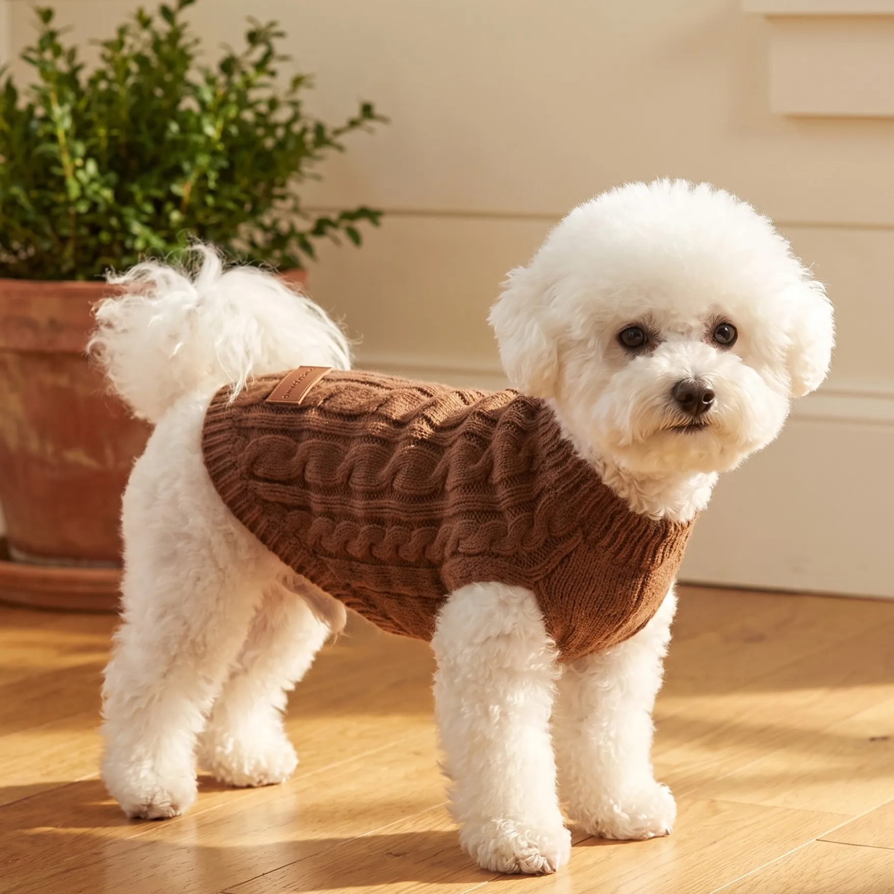 Hundepullover, gestrickte Weste für Haustiere, geflochtene Hundekleidung im Stil von „Fried Dough Twists“, warmer Mantel für Haustiere für Herbst und Winter, Kleidung für kleine Hunde. – Detail 24