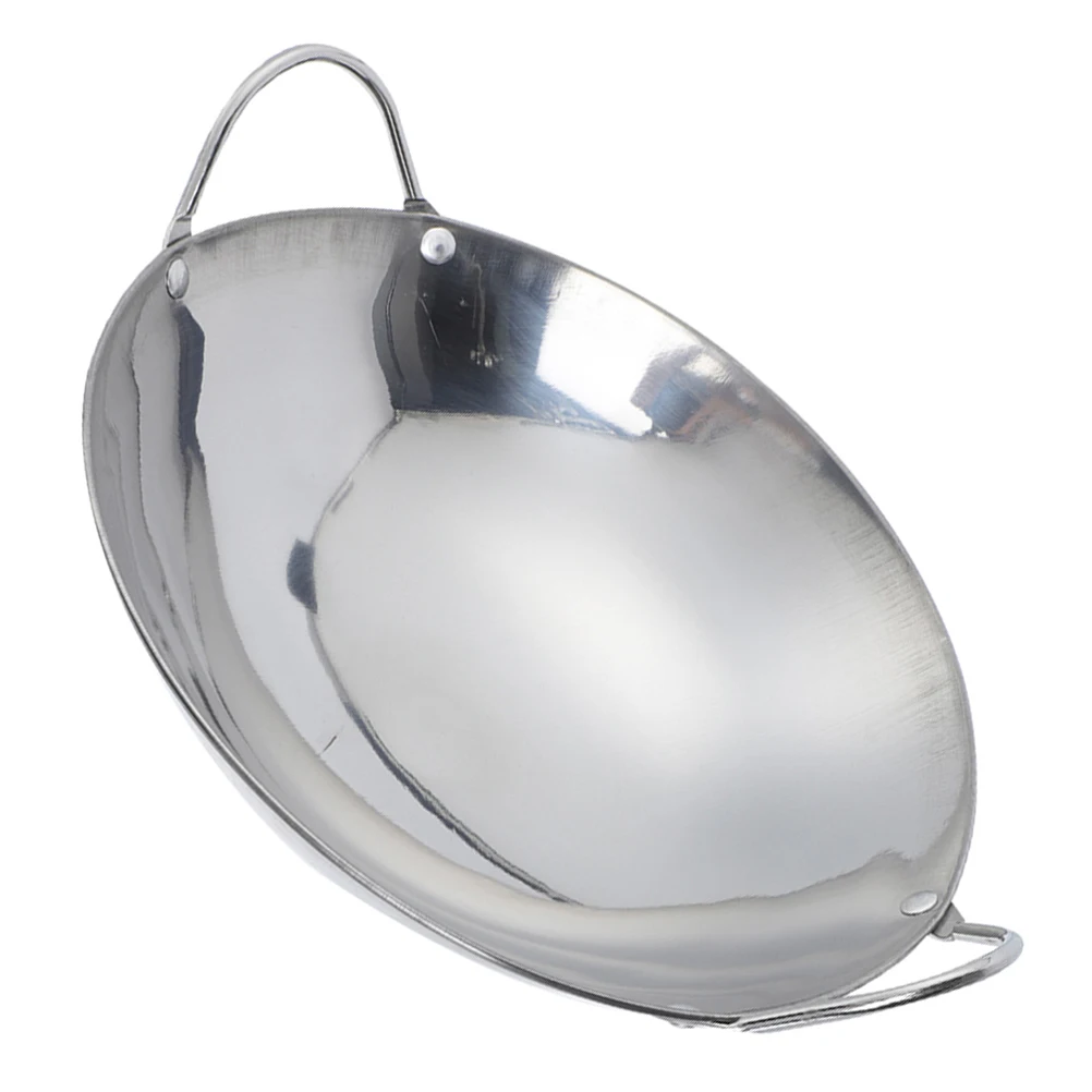 

Stainless Steel Small Durable Spill Proof Single Use Portable Versatile Metal Cooking Double Handle Fry Pan Hot Pot Stock Pot