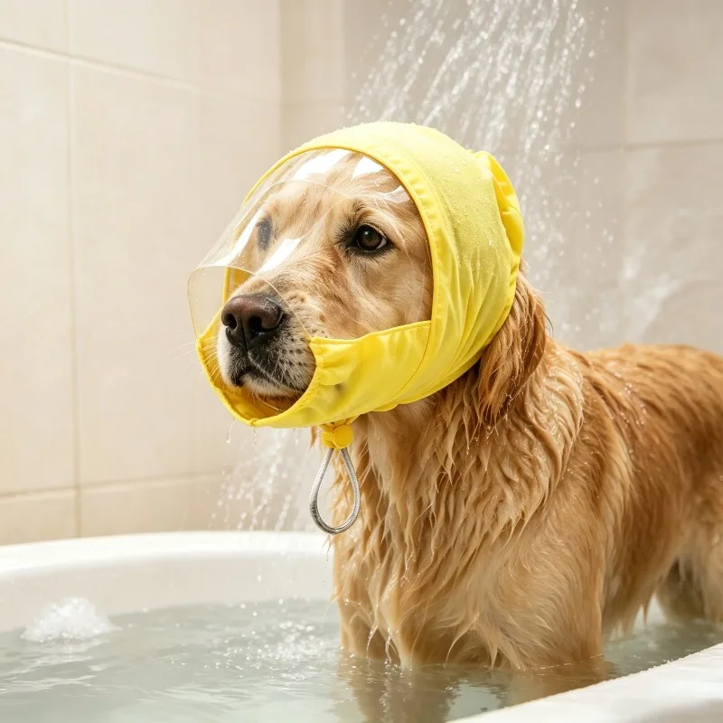 DogLemi Pet Dog Waterproof Shower Cap Ear Protective Hood Anti-water Head Cover For Dog Bath Swimming Grooming Supplies