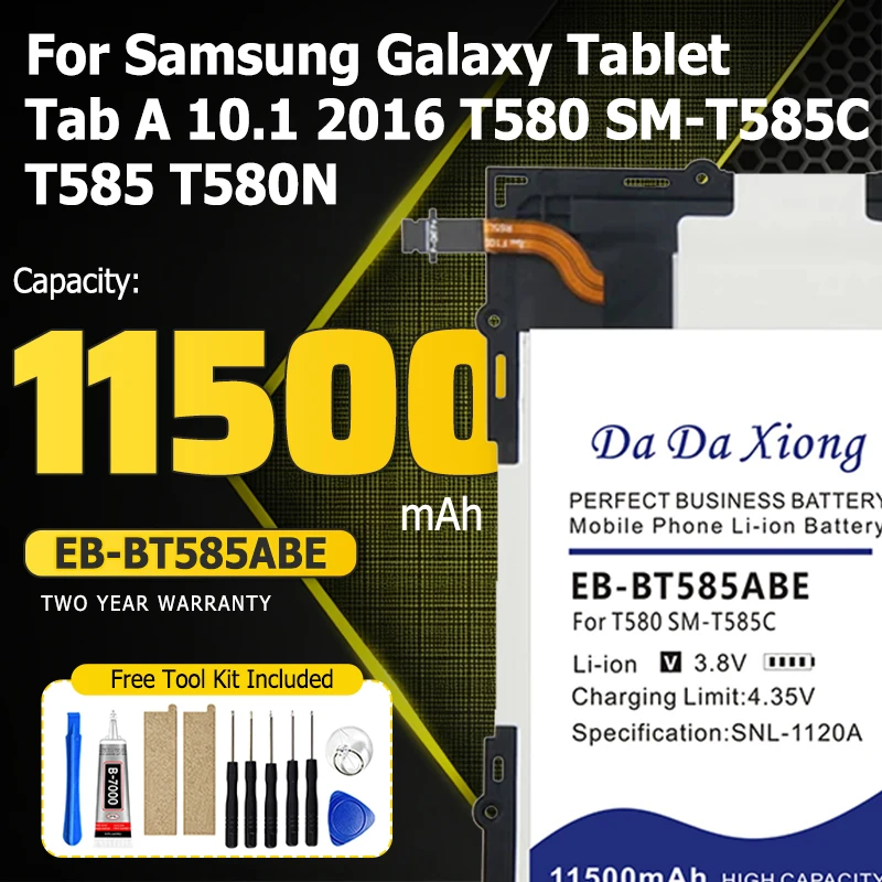 EB-BT585ABE 11500mAh Battery for Samsung Galaxy Tablet Tab A 10.1 2016 T580 SM-T585C T585 T580N Batteries