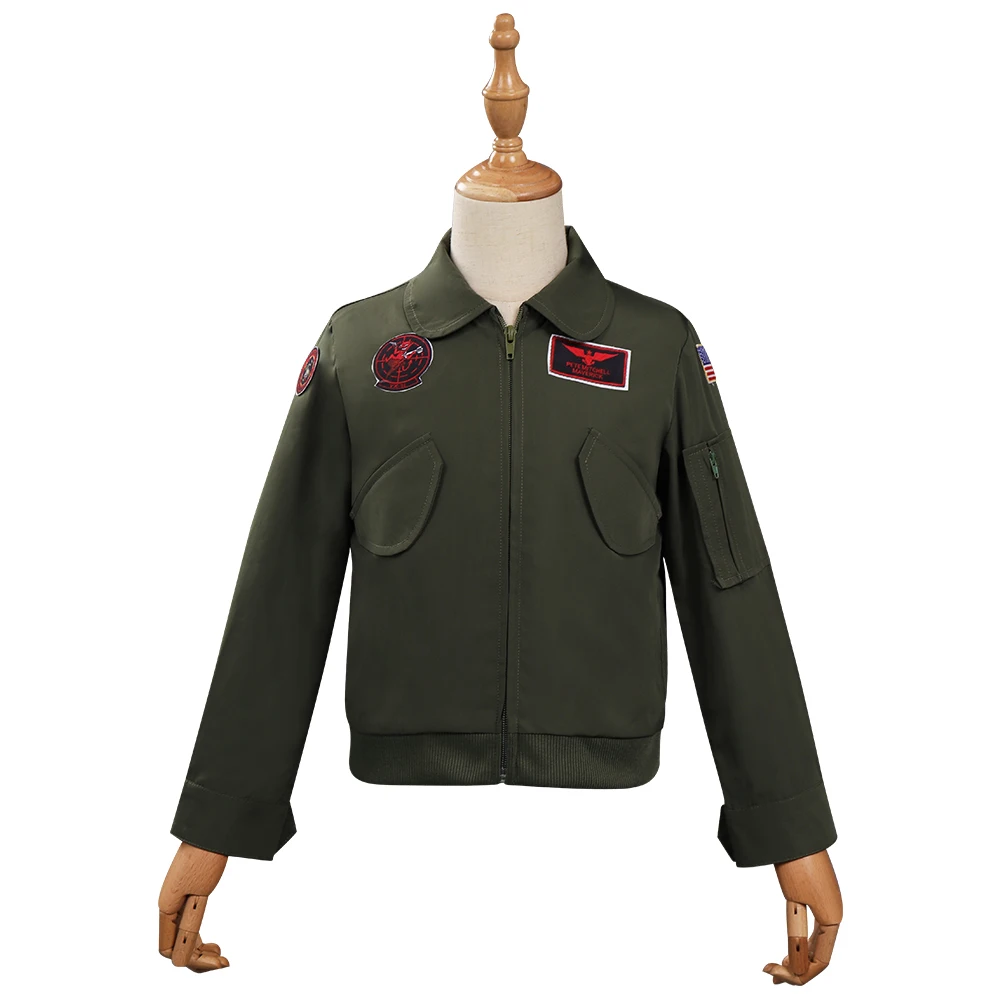 Kids Children Top Cos Gun Maverick Cosplay Costume Bomber Jacket Outfits Halloween Carnival Suit