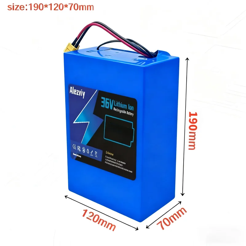 36V 20Ah 10S6P Li-ion Battery Pack Built-in BMS with Charger High Capacity Rechargeable Power for Bicycle Scooter Replacement
