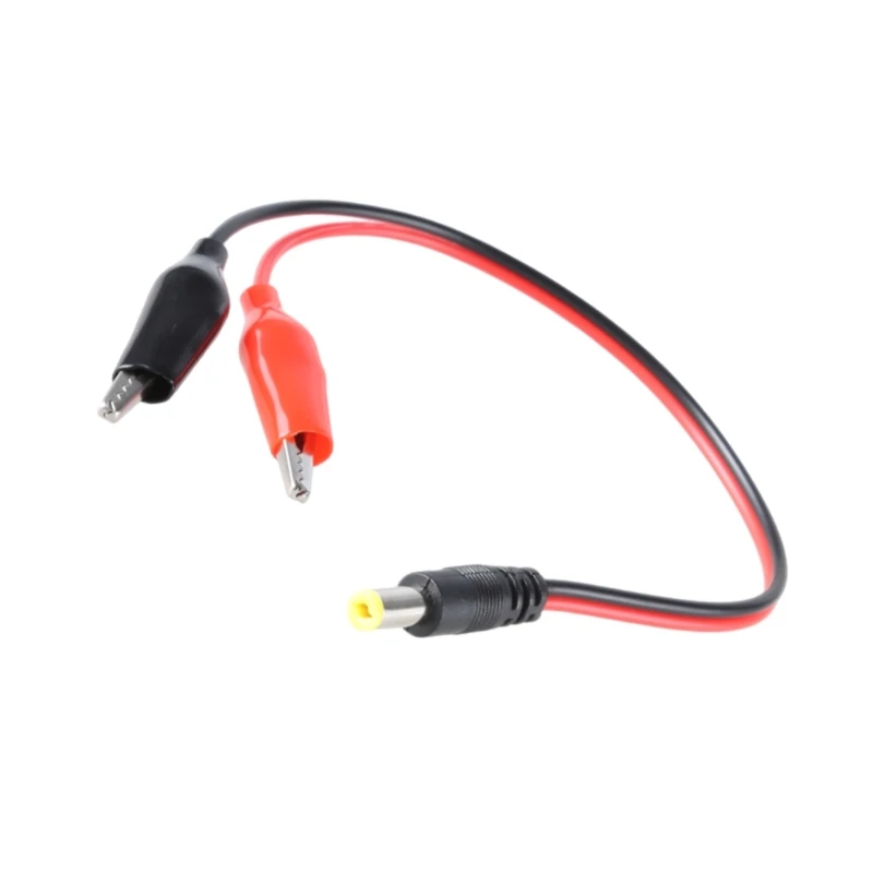 Flexible 26cm Battery Cable Male Female DC5.5x2.1mm Connectors to Alligators Clip for Speakers, Fans