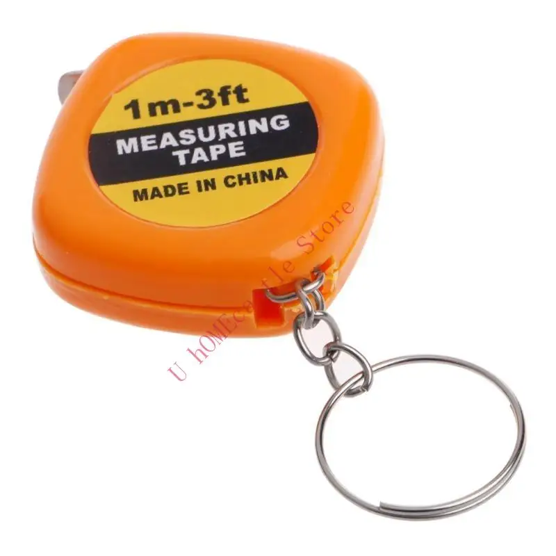 63HF Easy Retractable Ruler Tape Measure Mini Portable Pull Ruler Keychain 1m/3ft