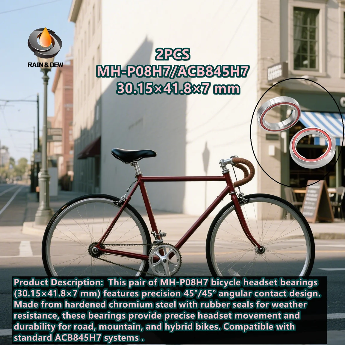 

2 шт. MH-P08H7 подшипники для велосипедной гарнитуры 30,15X41,8X7 мм 45/45 радиально-упорный велосипедный подшипник ACB Road MTB ACB845H7