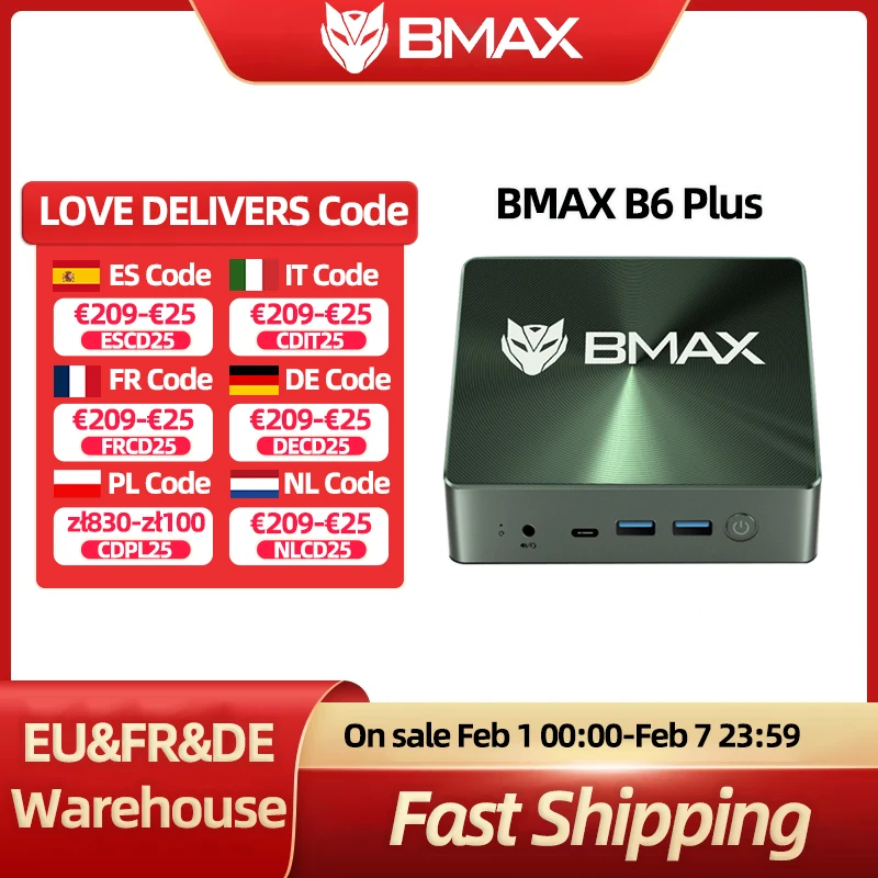 BMAX B6 Plus Mini PC Windows 11 PC Intel I3-1000NG4 12GB DDR4 RAM 512GB NVMe SSD WIFI 5 USB 3.0 USB*3 HDMI*2 Bluetooth4.2