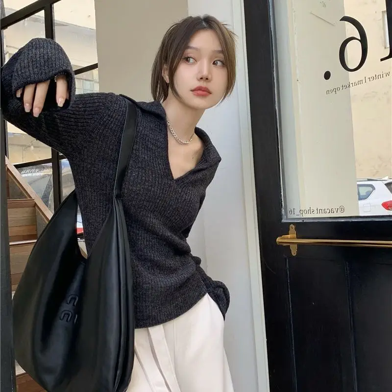 Pullovers Women V-neck Simple All-match Daily Soft Creativity Classics Korean Style Tender Personality Leisure Trendy Graceful