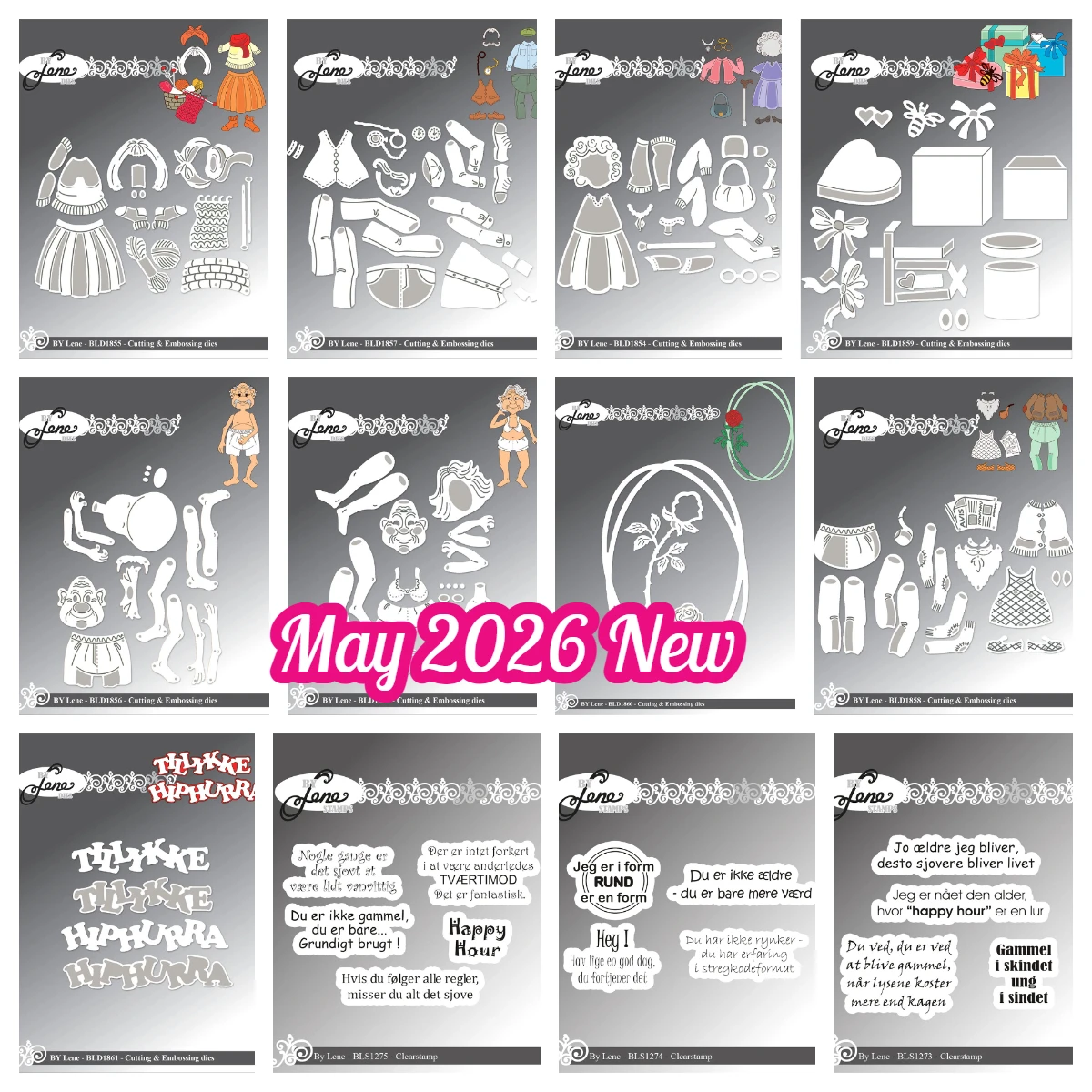 

Die Series New Tillykke / Hip Hurra by Lene Stamps and Metal Cutting Dies Decoration Scrapbook DIY Paper Card Album Mould Craft