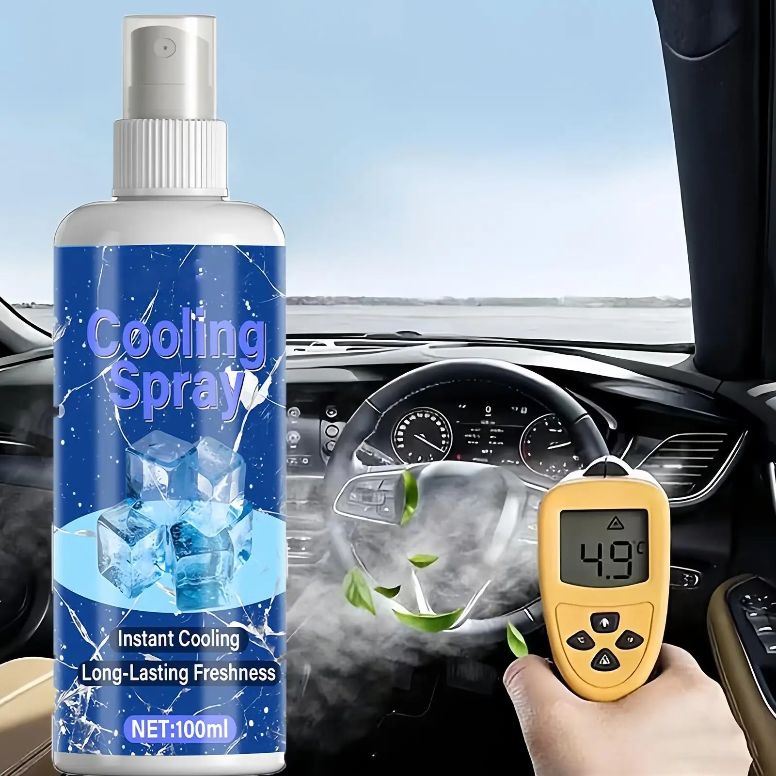 Summer Cooling Spray, Portable Outdoor Body Cooling Mist, Car Seat Quick Cooling Agent, Refreshing Ice Feeling for Hot Weather
