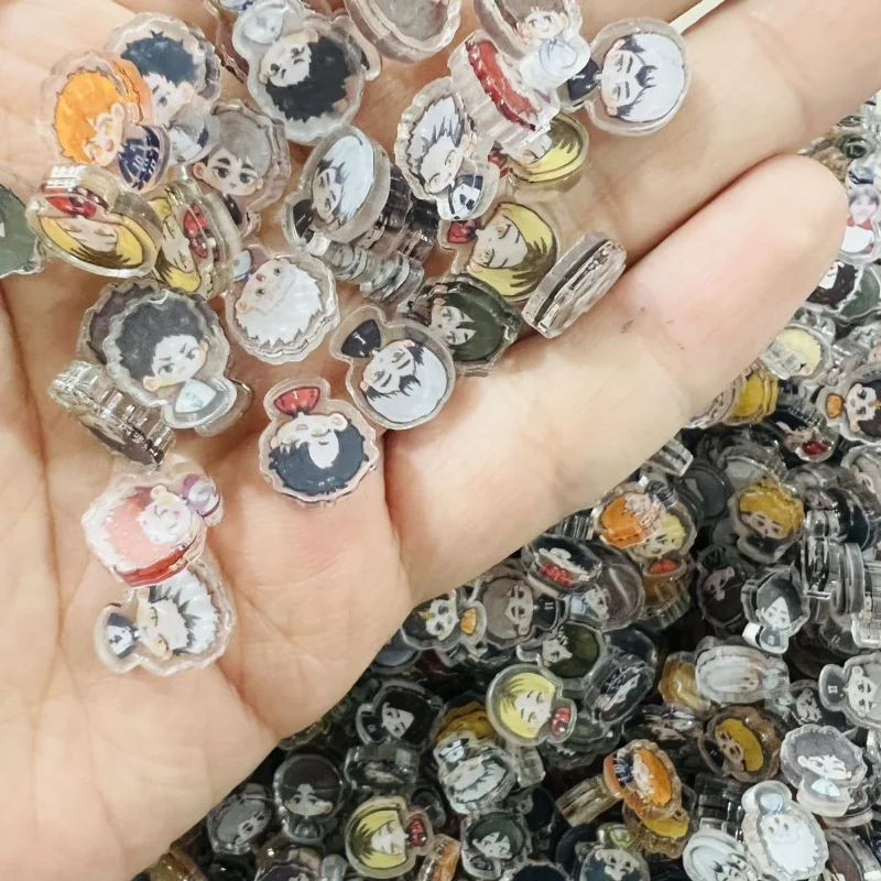 110pcs anime Haikyuu!! 1cm Acrylic Pendant kawaii volleyball boy DIY Accessory Keychain PP Clip Patch Waterproof Childrens Toys