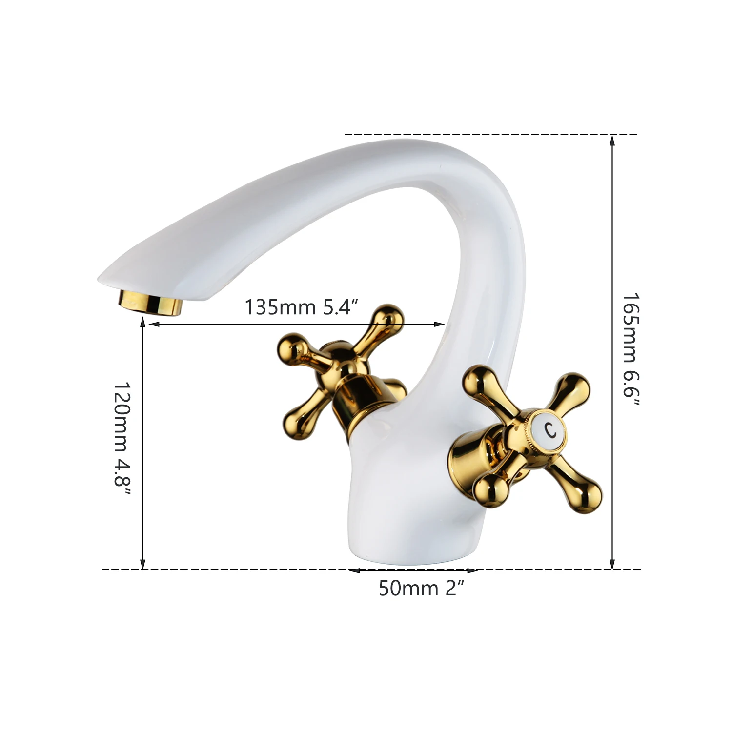JIENI White Novel Bathroom Sink Faucets Deck Mounted Washbasin Brass Faucet 2 Handles Hot Cold Modern Mixer Taps
