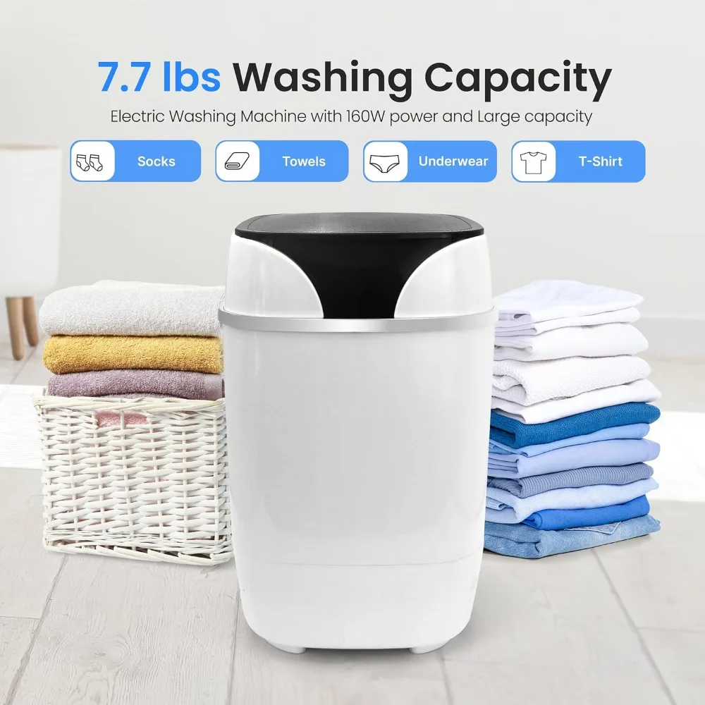 Portable Machine Full-Automatic Compact Washer with Washing Programs Ideal for RV, Dorm, Apartment (White)