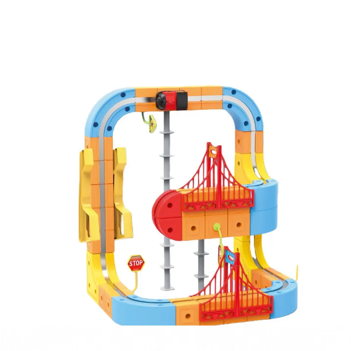 مكعبات بناء مغناطيسية لسيارة السكك الحديدية متعددة الألوان للأطفال لعبة تجميع هدايا عيد الميلاد
