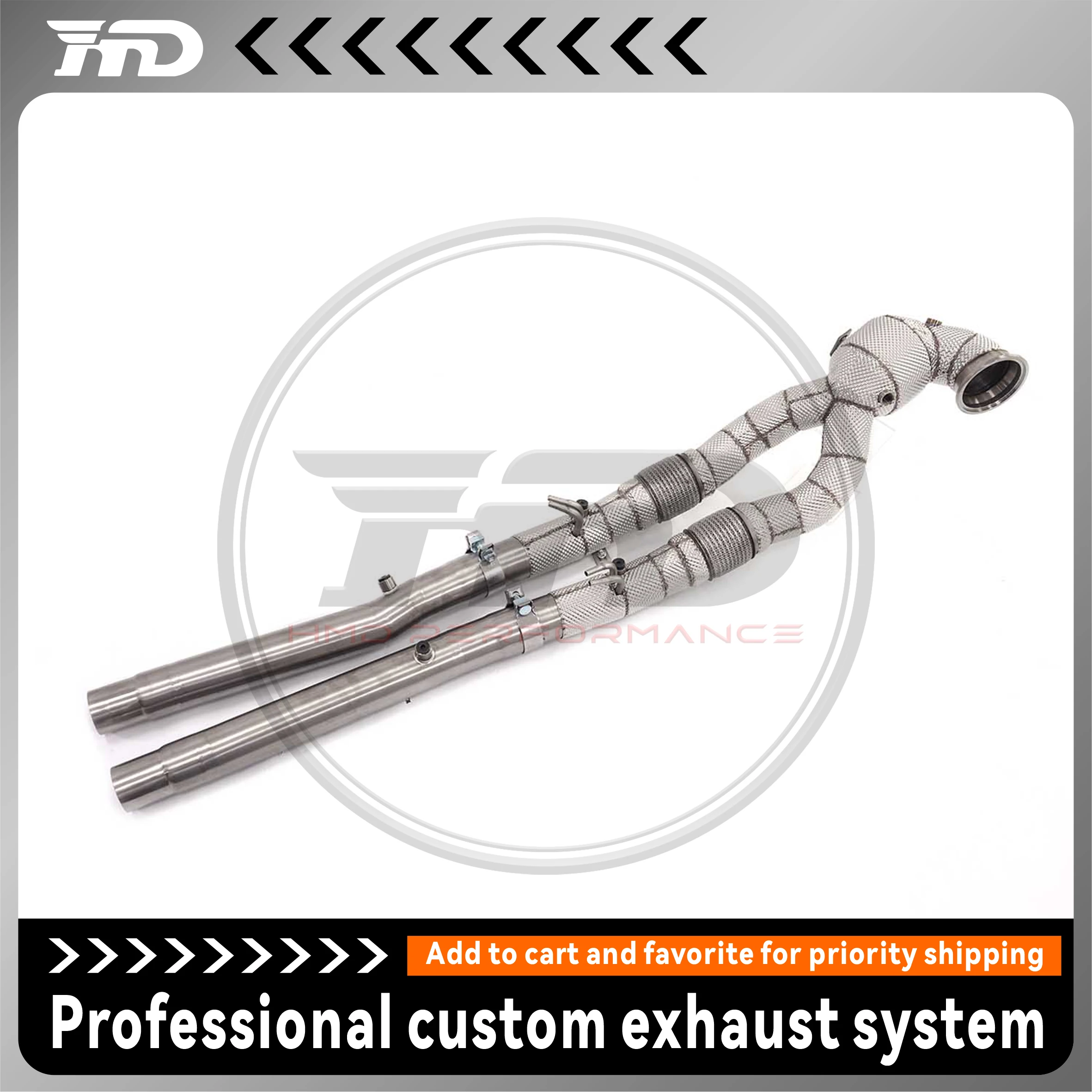 

High Flow Performance Downpipe for Audi RS3 TTRS RSQ3 2.5T HMD Exhaust System With Heat Shield OPF Middle Pipe