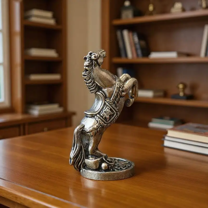 Brass Horse Figurines Home Desktop Decoration Fortune Zodiac Horse Office Decor Miniatures Bronze Collectible Crafts