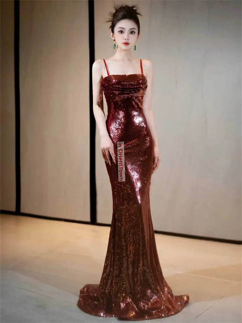 แนวโน้มยุโรปสายคล้องคอเลื่อม Party Toast ชุดหางปลาโฮสต์ชุดราตรีหรูหราภาษาฝรั่งเศสคําเจ้าสาวหมั้นเครื่องแต่งกาย TP067