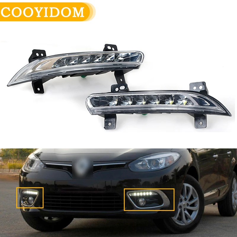 DRL Daytime Running light For Renault Fluence 2014 266057986 266005976 front bumper fog lamp Led Fog Light Lamp